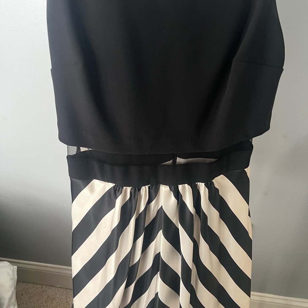 Adam Black and White Diagonal Stripe Maxi Skirt - Picture 3 of 6